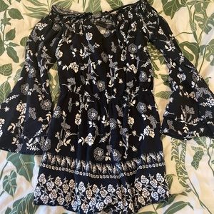 Black with flowers romper